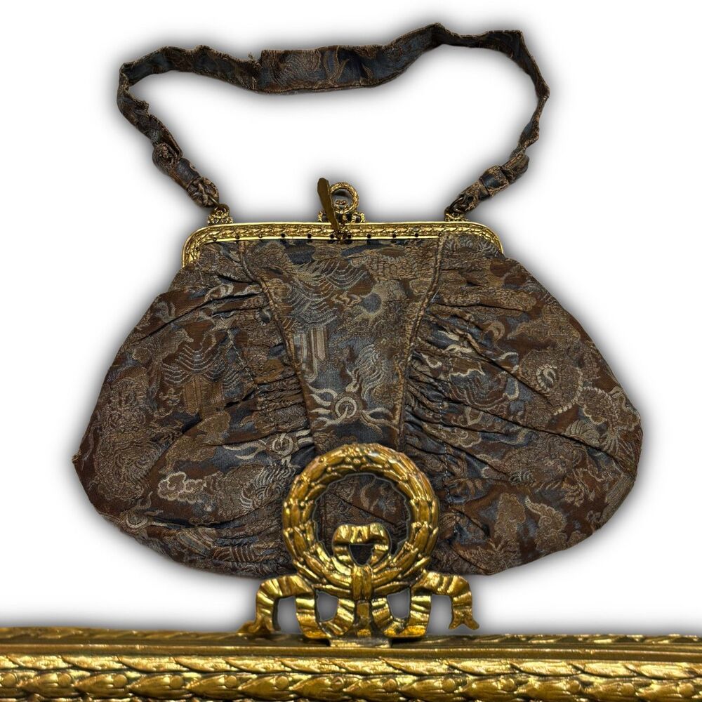 1920s Antique Brocade Floral Evening Bag